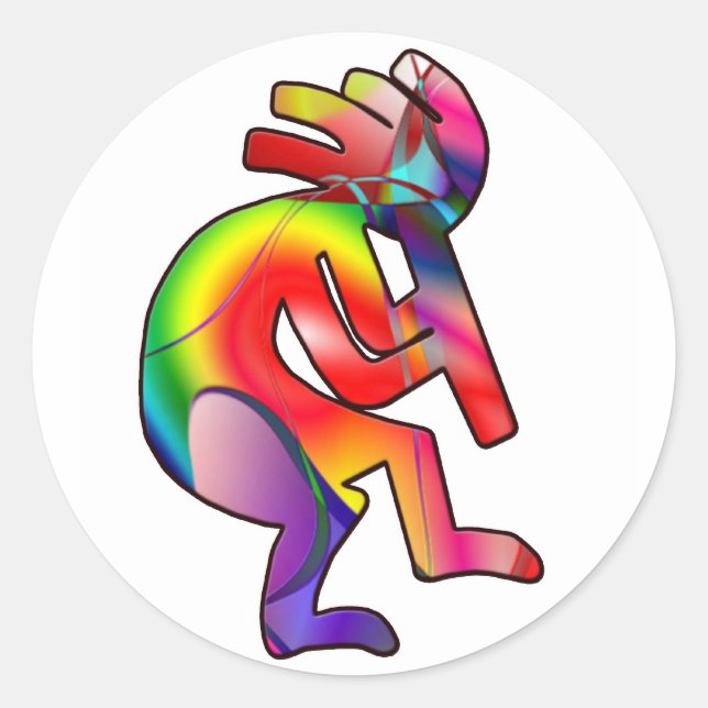 Sticker Rond Kokopelli Fertilité Dieu Silhouette (Devant)