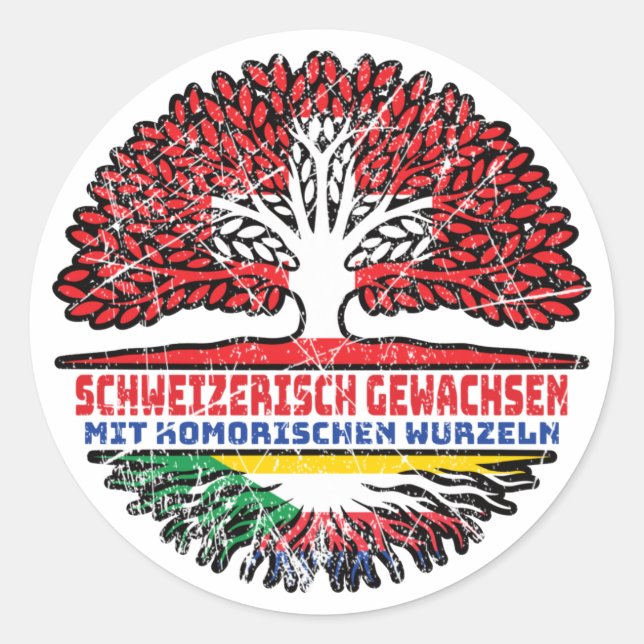 Sticker Rond Komoren Komorisch Schweizer Schweiz Baum Wurzel (Devant)