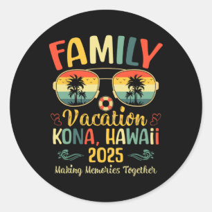 Sticker Rond Kona Hawaii Beach Famille Vacances été 2025
