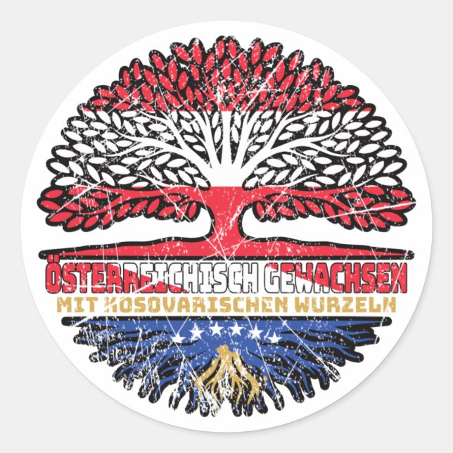 Sticker Rond Kosovo Autriche Autriche Arbre (Devant)