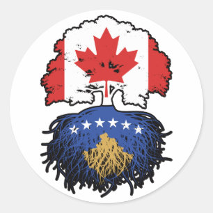 Sticker Rond Kosovo Kosovo Drapeau canadien des racines de l'ar