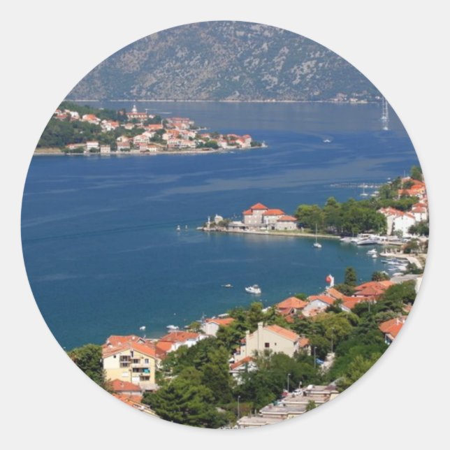 Sticker Rond Kotor Fjord, Monténégro (Devant)