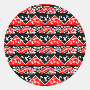 Sticker Rond Kowhaiwhai traditionnel Maori Koru Motif