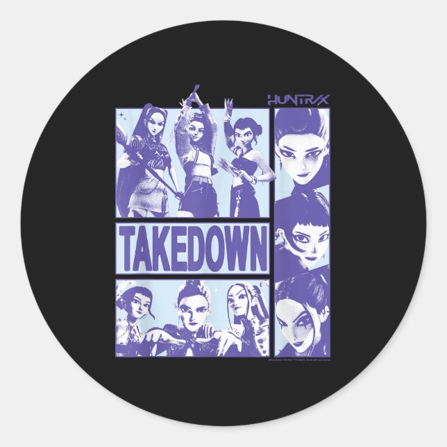 Sticker Rond Kp Demon Hunters Halloween Huntrix Takedown Panel  (Devant)