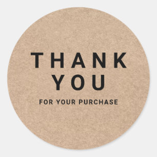 Sticker Rond Kraft brun moderne merci pour votre achat