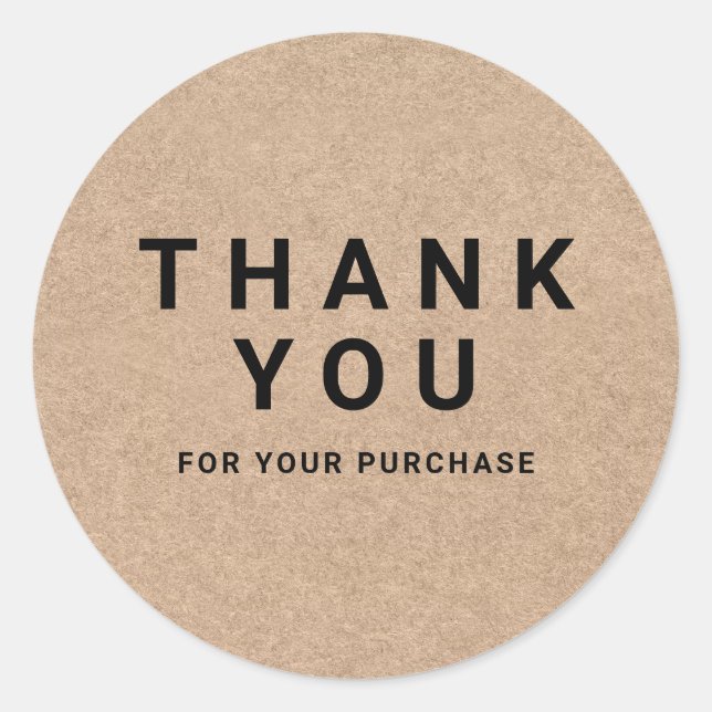 Sticker Rond Kraft brun moderne merci pour votre achat (Devant)