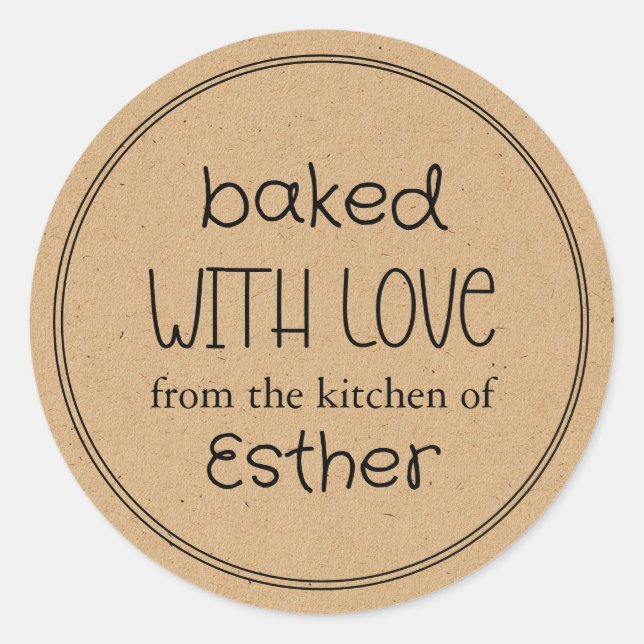 Sticker Rond Kraft cuit avec amour (Devant)