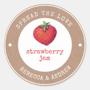 Sticker Rond Kraft Étaler L'Amour Fraise Jam Mariage Favoriser
