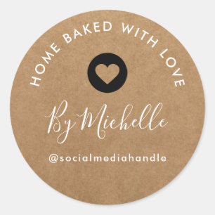 Sticker Rond kraft fait maison Coeur modifiable