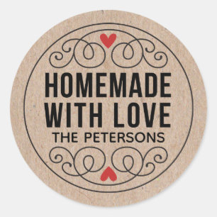Sticker Rond Kraft Personnalisé Fait Maison Avec Amour