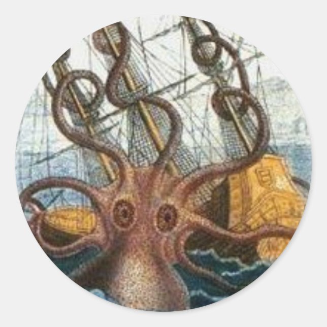 Sticker Rond Kraken par Pierre Denys de Montfort, 1801 (Devant)