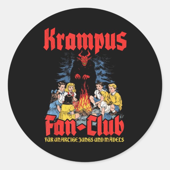 Sticker Rond Krampus Fan-club Ugly Xmas German Christmas Demon  (Devant)