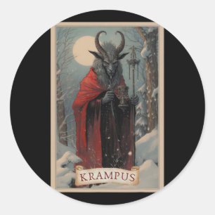 Sticker Rond Krampus Tarot Card Design Noël Hail Père Noël Chri