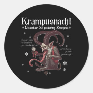 Sticker Rond Krampusnacht Noël Monstre Krampus Amant Festi