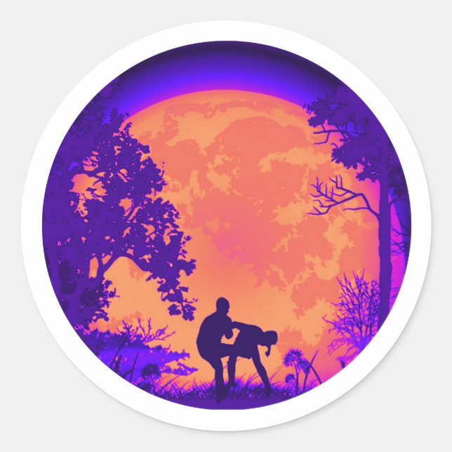 Sticker Rond Krav Maga Martial Arts Groin Kick Pleine lune Oran (Devant)