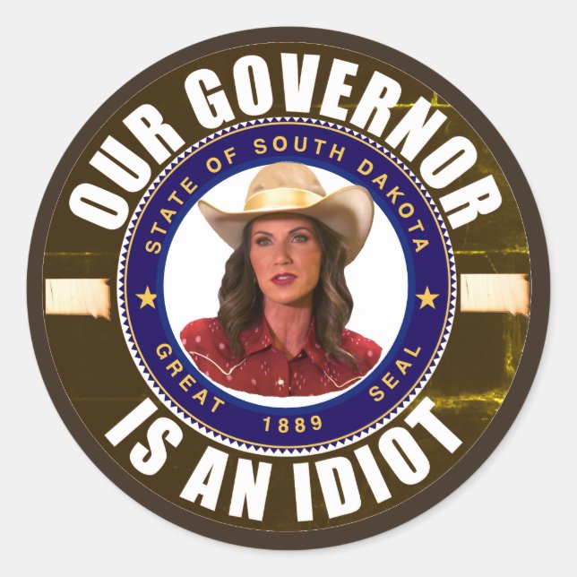 Sticker Rond Kristi Noem est un idiot (Devant)