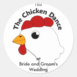 Sticker Rond KRW Custom Funny Chicken Dance Mariage