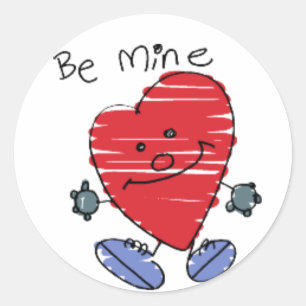 Sticker Rond KRW Cute Be Mine Heart Valentine
