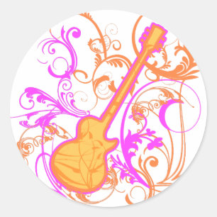Sticker Rond KRW Girl's Rock Guitar Grunge