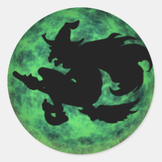 Sticker Rond KRW Halloween Lune ombre de sorcière