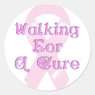 Sticker Rond KRW Pink Ribbon Walking for a Cure