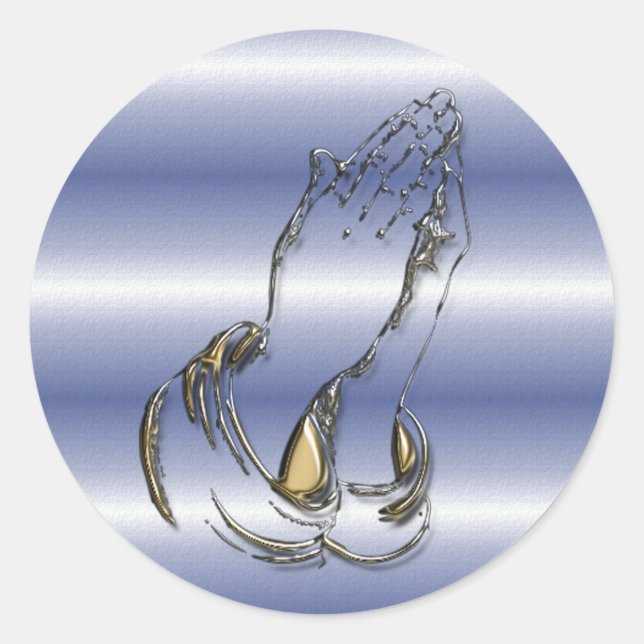 Sticker Rond KRW Prête Mains Bleu 3 pouces (Devant)