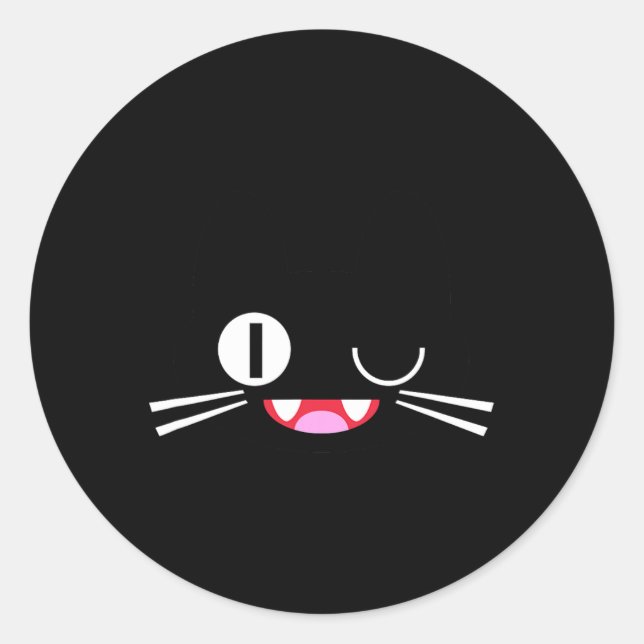 Sticker Rond Kubata Neko Chat Cosplay Glitch Video Game Techs G (Devant)