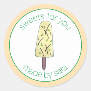 Sticker Rond Kulfi Qulfi Crème indienne de glace Dessert congel