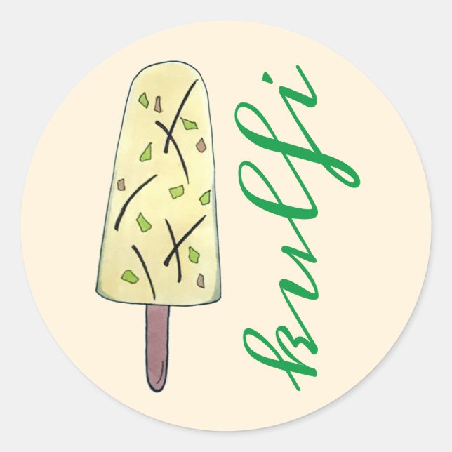 Sticker Rond Kulfi Qulfi Crème indienne de glace Dessert congel (Devant)