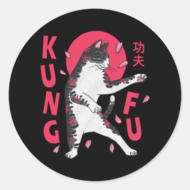 Sticker Rond Kung Fu Cat (Devant)
