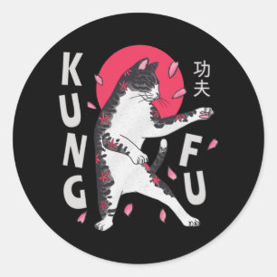 Sticker Rond Kung Fu Cat
