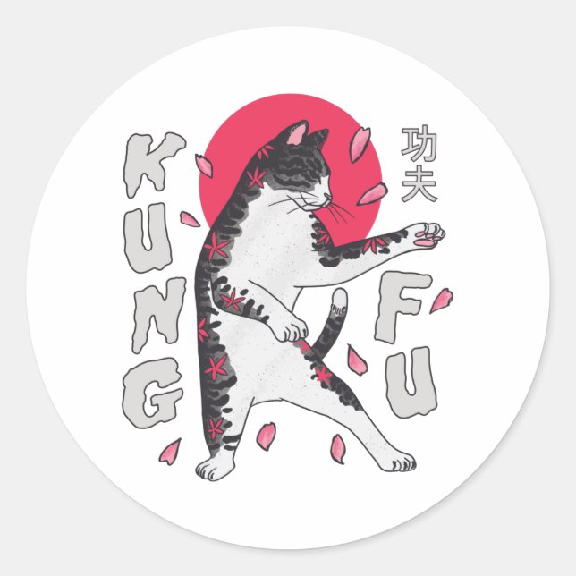 Sticker Rond Kung Fu Cat (Devant)