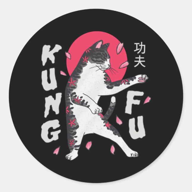 Sticker Rond Kung Fu Cat (Devant)