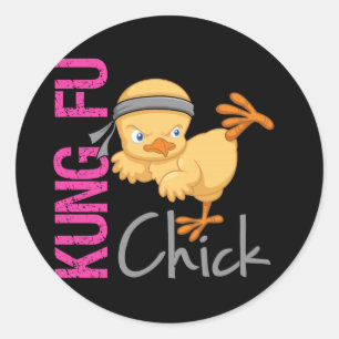 Sticker Rond Kung Fu Chick