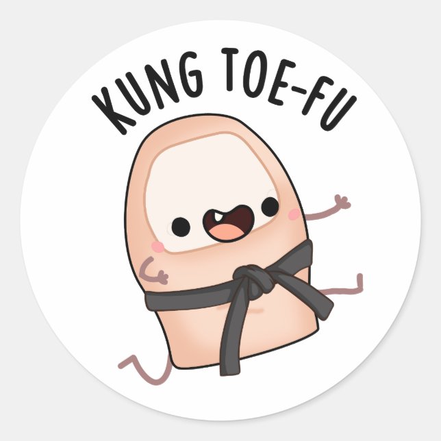 Sticker Rond Kung Toe-fu Funny Big Toe Pun (Devant)