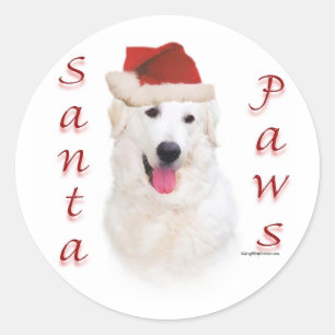 Sticker Rond Kuvasz Père Noël Paws