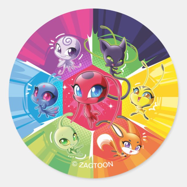 Sticker Rond Kwamis coloré (Devant)