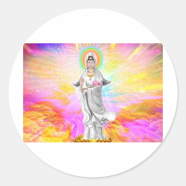 Sticker Rond Kwan Yin La déesse de la compassion (Devant)