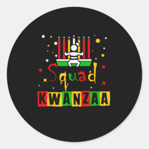 Sticker Rond Kwanza Squad Famille Noël Afro-américain Joyeux