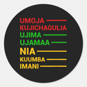 Sticker Rond Kwanzaa Holiday 7 Principe Significations