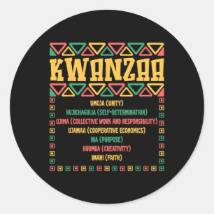 Sticker Rond Kwanzaa Sept Principes Umoja Faith Graphisme