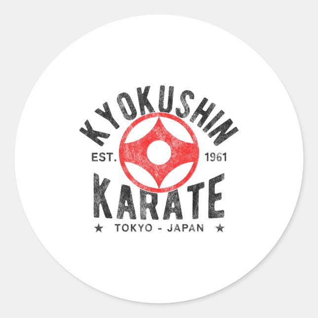 Sticker Rond Kyokushin Karate Do Martial Arts Japan Tokyo Vinta (Devant)