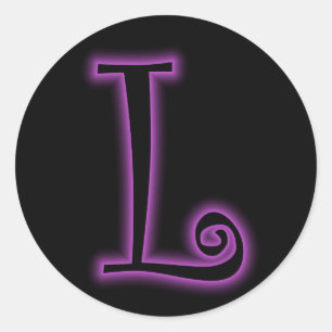 Sticker Rond L Monogramme Neon pourpre
