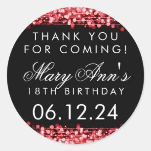Sticker Rond La 18ème fête d'anniversaire de Merci miroite