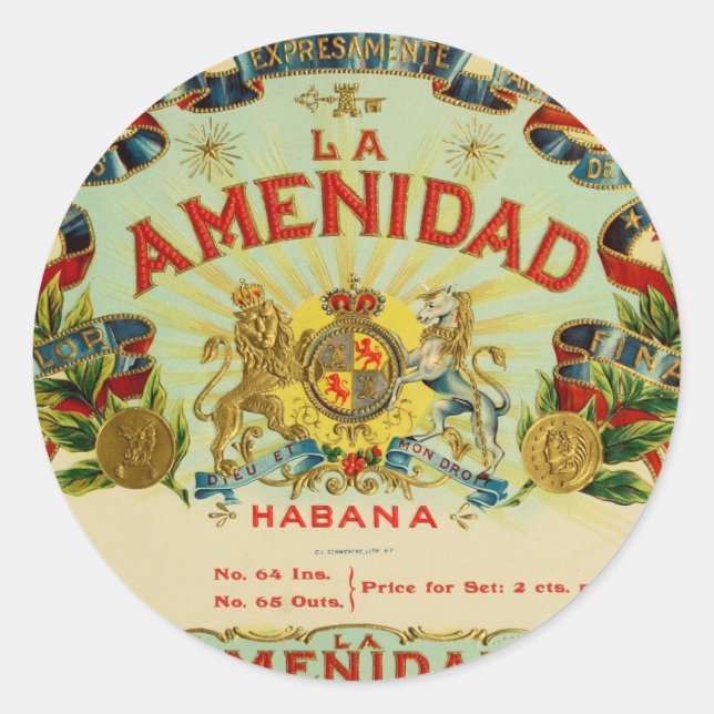 Sticker Rond La Amenidad Cigars (Devant)