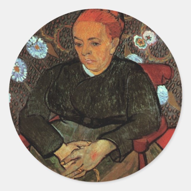 Sticker Rond La Berceuse (Augustine Roulin) par Vincent van Gog (Devant)