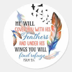 Sticker Rond La Bible Chrétienne Verse Inspiration Sous Ses Ail