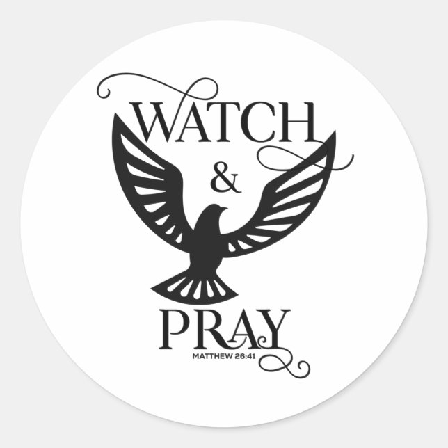Sticker Rond La Bible Chrétienne Verse Regarder Et Prier (Devant)