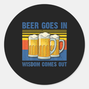 Sticker Rond La bière entre la sagesse sort Anniversaire vintag