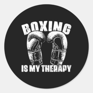 Sticker Rond La boxe est ma thérapie Mma boxeur combattant comb